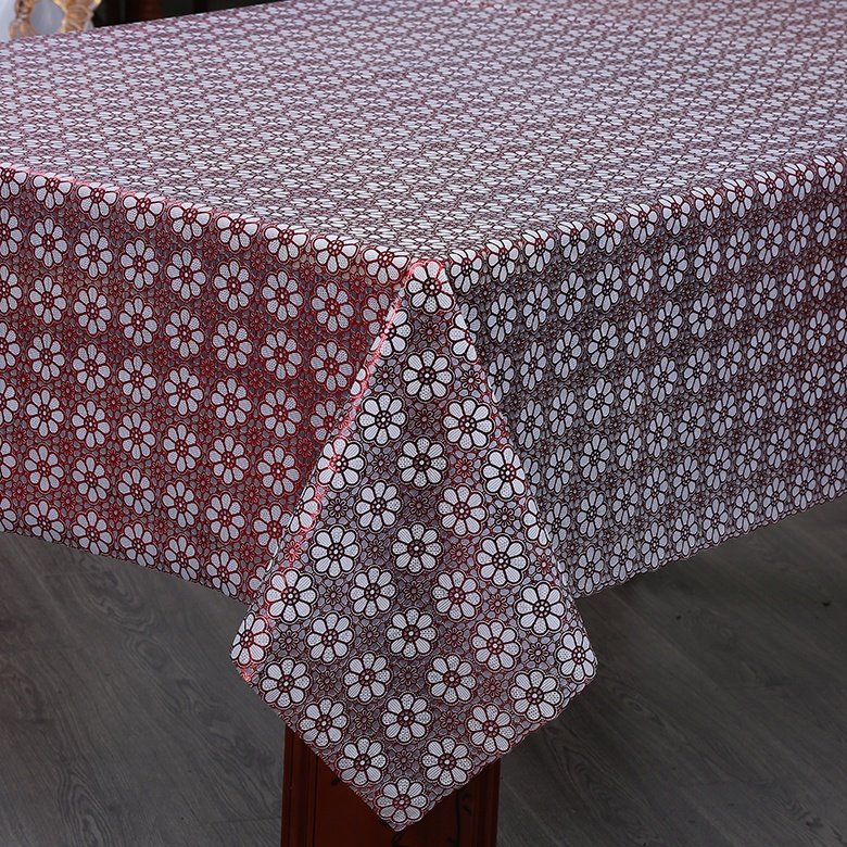 Factory manufacturer 1.37*20m silver-stamped pvc table cloth anti-slip water proof table cover