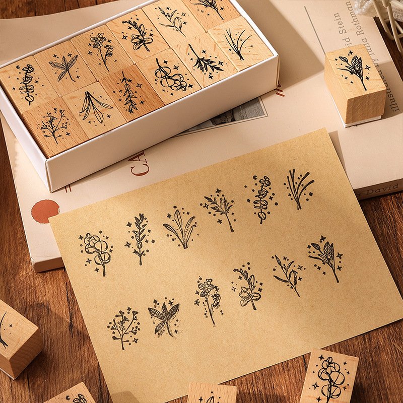 Universal Manufacturer Ink Quality ODM Promotional Self-Inking Stamp Grain Pattern Anti-stick Vintage Logo Custom Wood Stamp