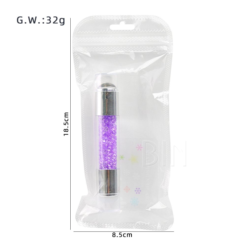 BIN Double 2 in 1 Nail Stamper Silicone Stamp Head White Clear Jelly Stamp Rhinestone Pen Shape for Manicure Nail Art