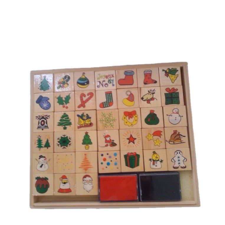 wooden rubber Christmas stamps,Wooden stamp set rubber stamp for kids