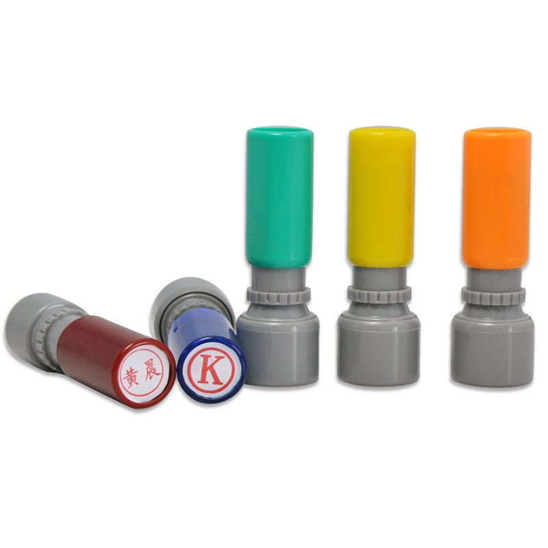 HA23 Round Pre Inked Teacher Stamps Clear Custom Flash Stamp Handle Stamper