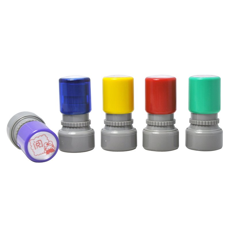 HA23 Round Pre Inked Teacher Stamps Clear Custom Flash Stamp Handle Stamper