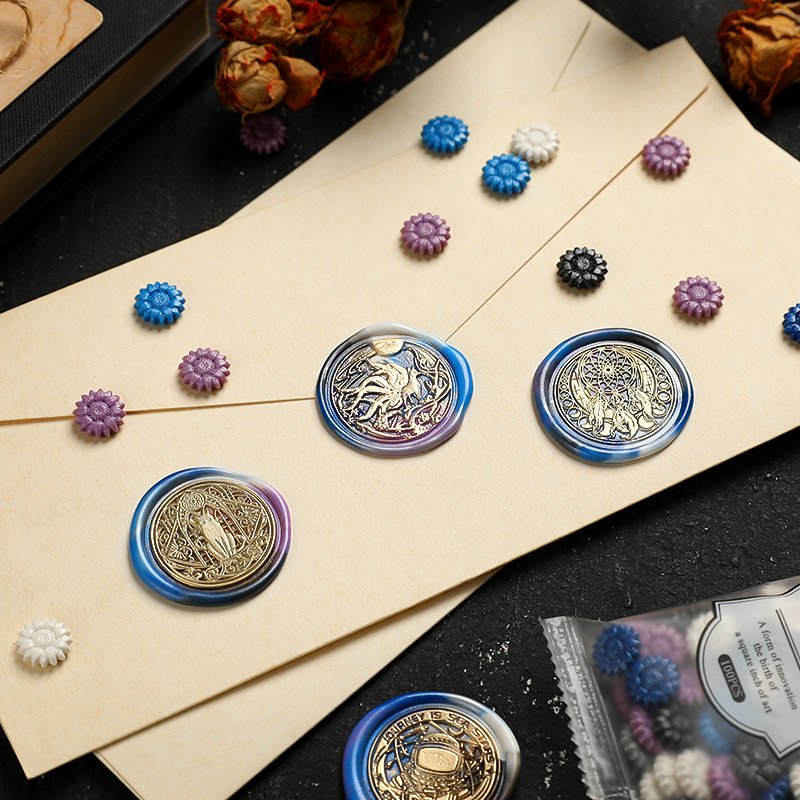 Wholesale Bag packing Sunflower Shape Sealing Wax Granule Beads for Embellishment of Card Envelope Wedding Invitation