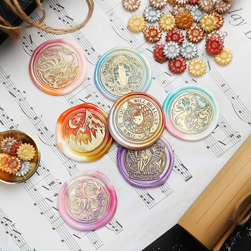 Wholesale Bag packing Sunflower Shape Sealing Wax Granule Beads for Embellishment of Card Envelope Wedding Invitation