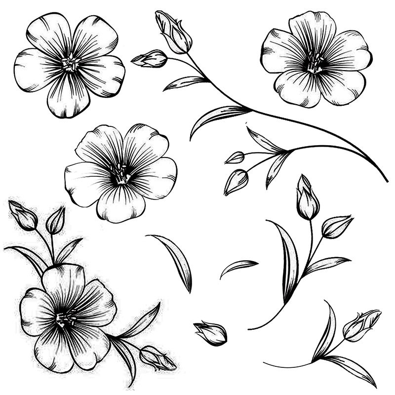 Custom Retro Flower Pattern Silicone Clear Stamps for Holiday Card Making and DIY Scrapbooking Journaling