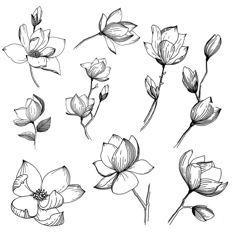 Custom Retro Flower Pattern Silicone Clear Stamps for Holiday Card Making and DIY Scrapbooking Journaling