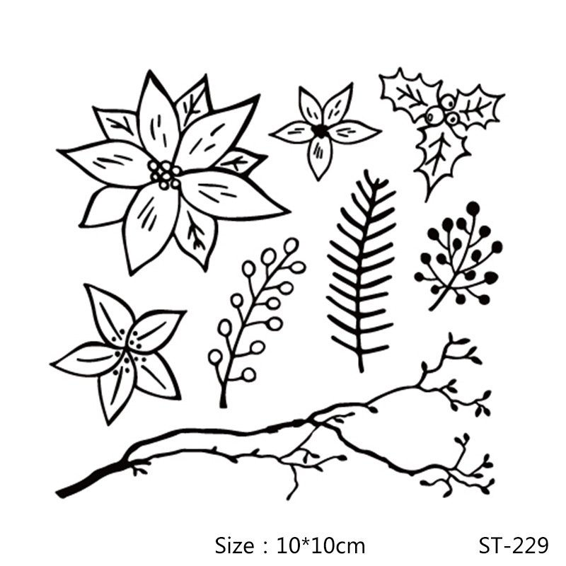 Custom Retro Flower Pattern Silicone Clear Stamps for Holiday Card Making and DIY Scrapbooking Journaling
