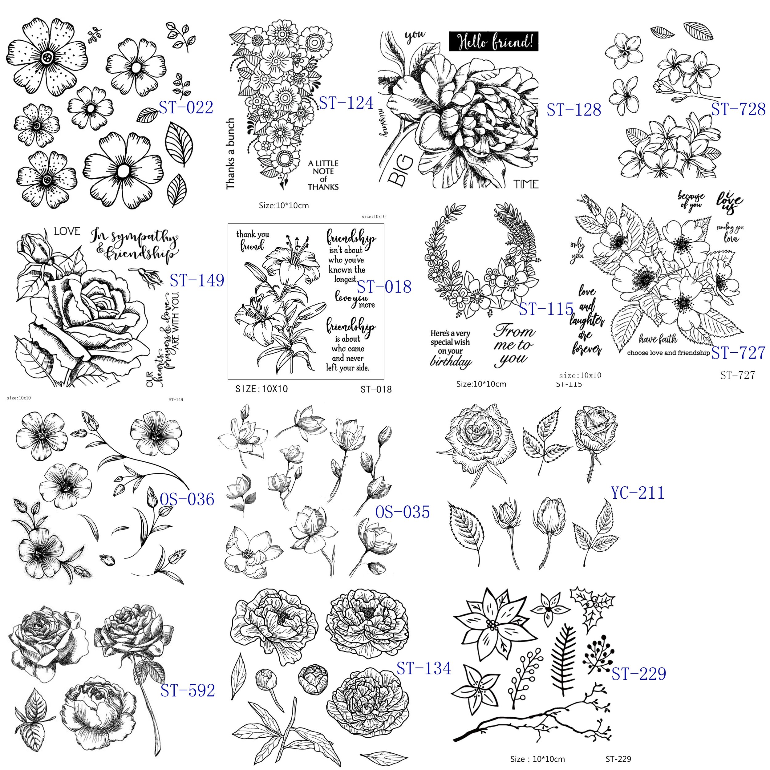 Custom Retro Flower Pattern Silicone Clear Stamps for Holiday Card Making and DIY Scrapbooking Journaling