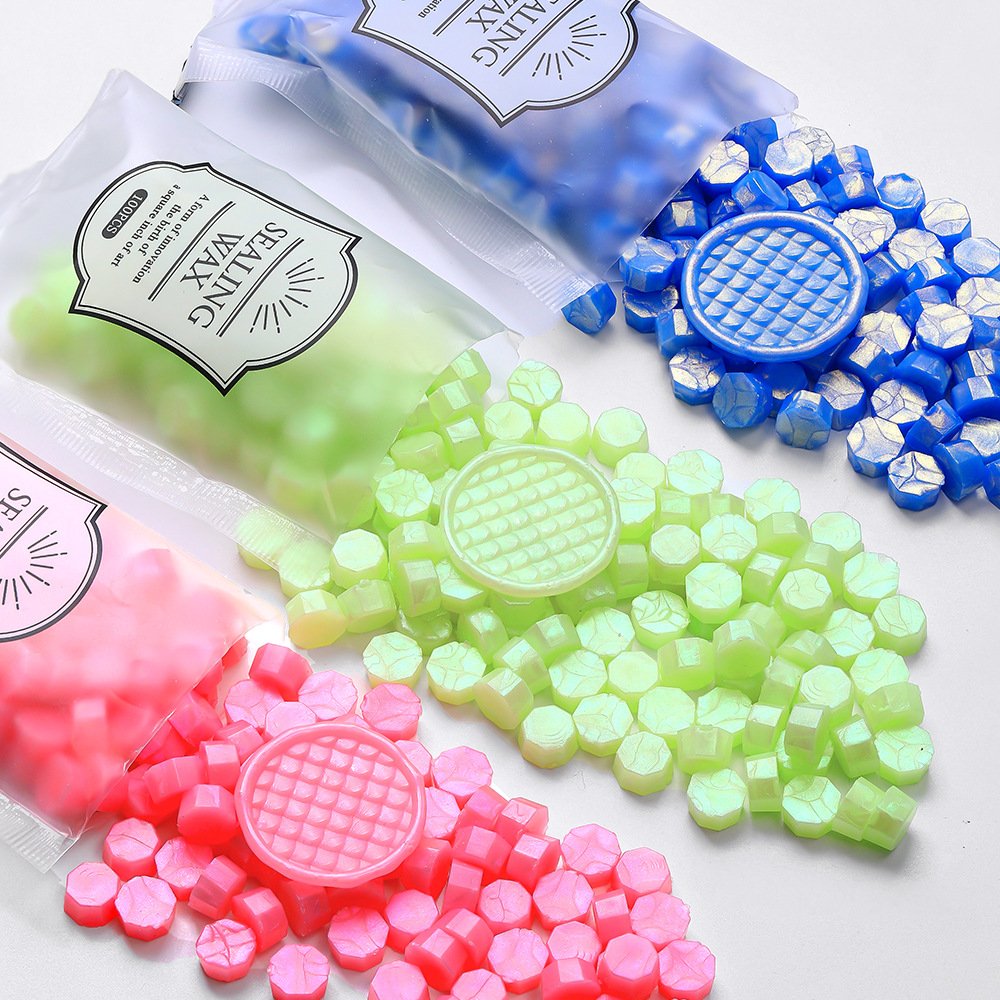 Octagonal Aurora Stamp Sealing Wax Beads/with Colorful Sparkling Powder/seal manufacturers/decoration