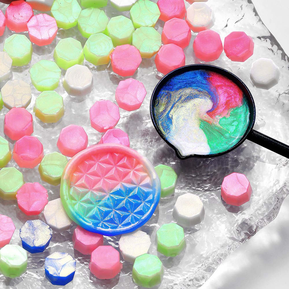 Octagonal Aurora Stamp Sealing Wax Beads/with Colorful Sparkling Powder/seal manufacturers/decoration
