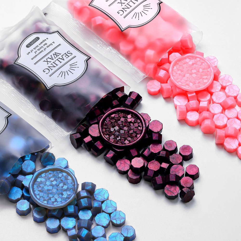 Octagonal Aurora Stamp Sealing Wax Beads/with Colorful Sparkling Powder/seal manufacturers/decoration
