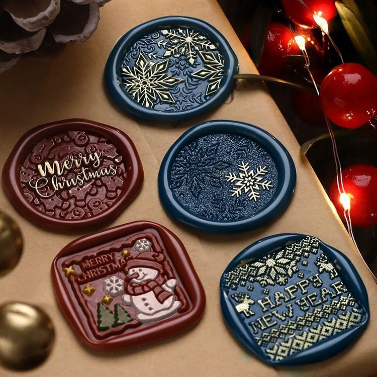 New Christmas Series Solid Brass Stamps Embossed Sealing Wax Beads Metal Head Stamps Holiday Gift Manufacturer Wholesale