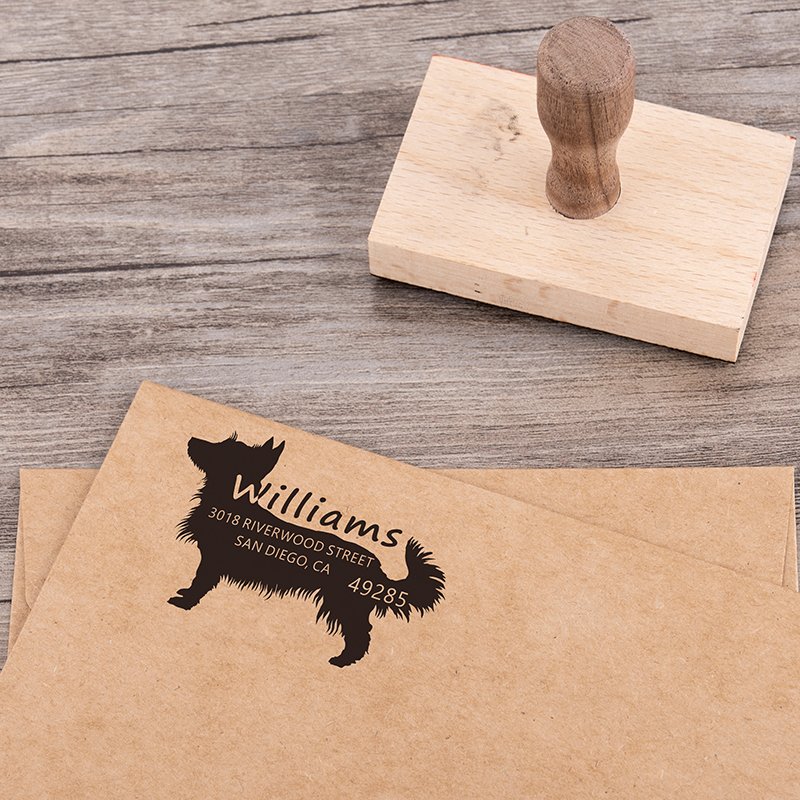 Custom Logo Stamp Personalized Wood Wooden Name Address Card Packaged in Cardboard Paper Bag Customized Ink Rubber Office Stamps