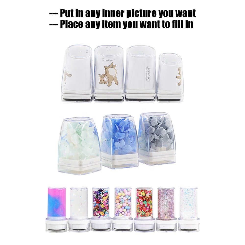 Transparent handle mini QC PASS 7mm pad flash stamp blank material for signature logo custom name stamp making