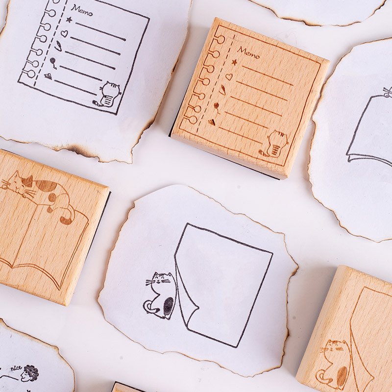 Vintage Handbook Stamps Message Frame Series Adorable Cat Wreath Border Handbook Decoration Print Stamps