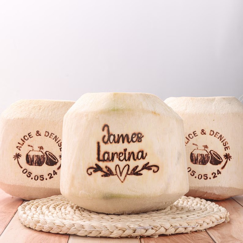 wedding burger coconut cafe barbecue cook bakery food coconut brass logo stamp Customized Personalize chef kitchen Tools