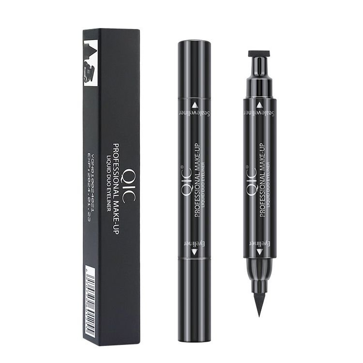 2 In 1 Liquid Eyeliner Pencil Waterproof Black Double-headed Stamps Eye Liner Eye Cosmetic Makeup Stamp Eyeliner Pencil