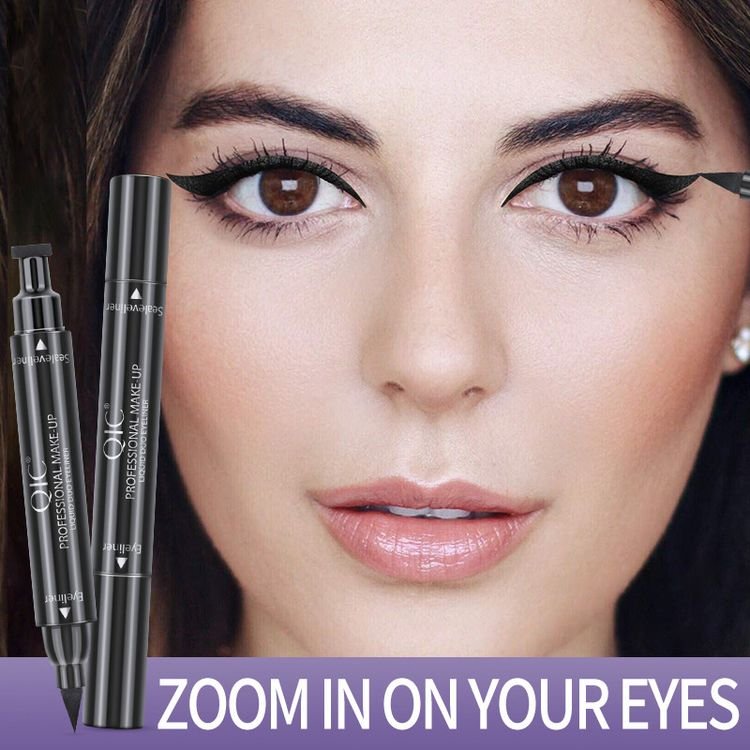 2 In 1 Liquid Eyeliner Pencil Waterproof Black Double-headed Stamps Eye Liner Eye Cosmetic Makeup Stamp Eyeliner Pencil