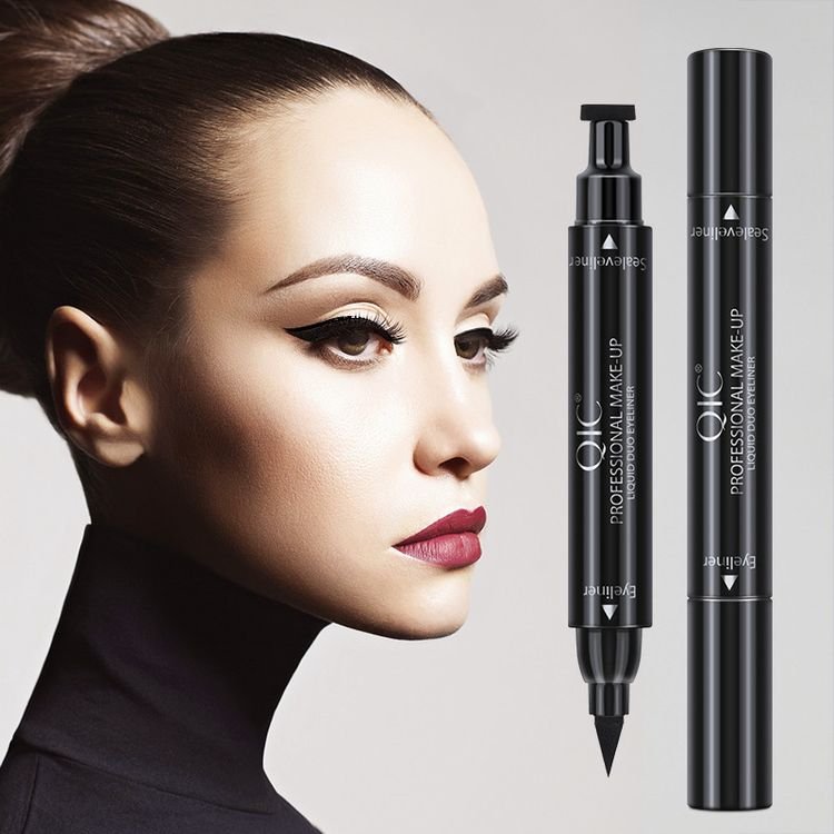 2 In 1 Liquid Eyeliner Pencil Waterproof Black Double-headed Stamps Eye Liner Eye Cosmetic Makeup Stamp Eyeliner Pencil