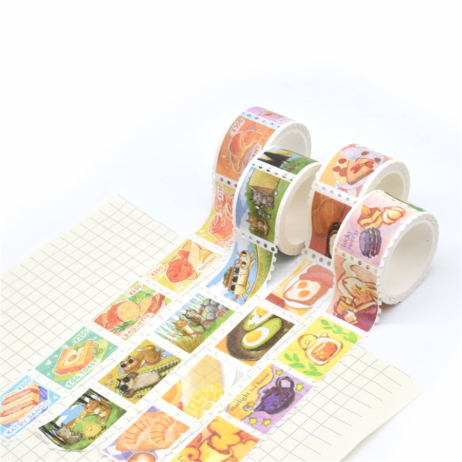 Washi Tapes Set Vintage Stamp Stickers Roll Retro Decorative Paper Stickers for DIY Arts Crafts