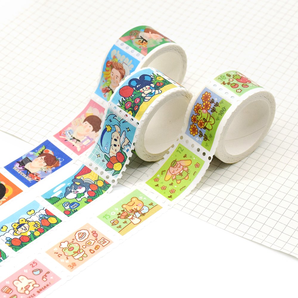Washi Tapes Set Vintage Stamp Stickers Roll Retro Decorative Paper Stickers for DIY Arts Crafts