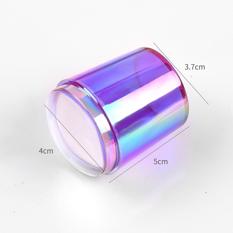 Misscheering Aurora Color Clear Jelly Silicone Nail Art Stamper With Rhinestone 3.8cm Nail Stamp Stamping Tools For French Nail