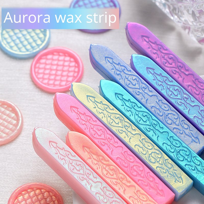 New Aurora Lacquer Wax Strip Lacquer Seal Wax Colorful Polarized Sword Text Coreless Lacquer Wax Wholesale