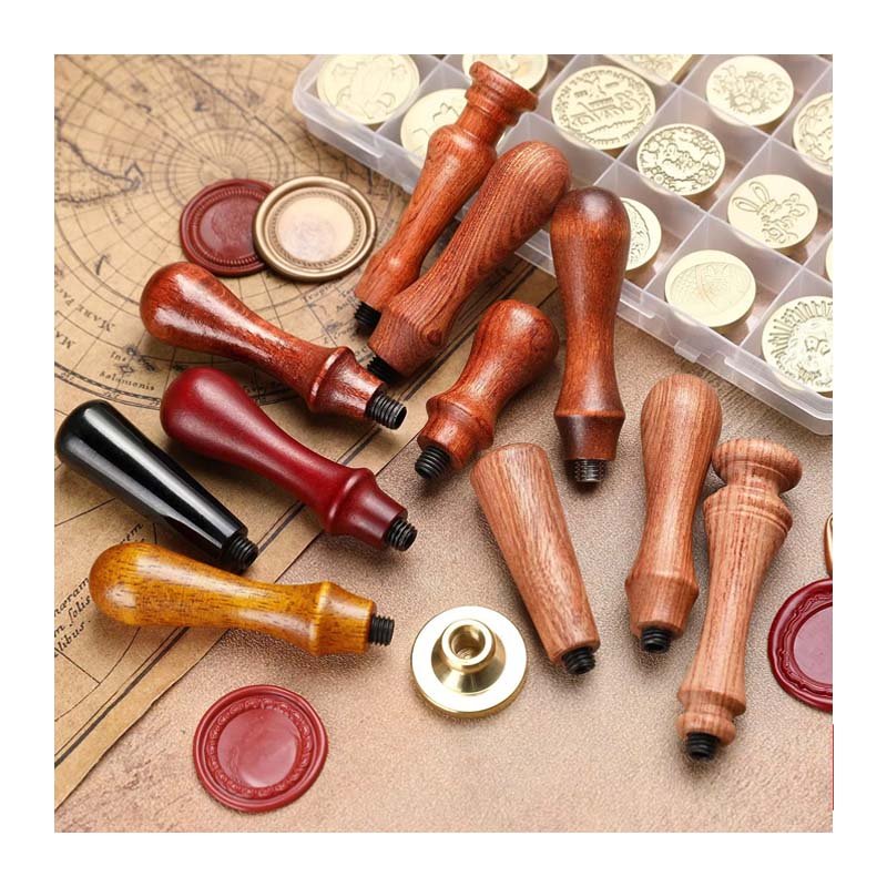 Vintage style rosewood birch wax wood stamp handle solid brass stamp embossing wax bead metal head stamp manufacturer wholesale