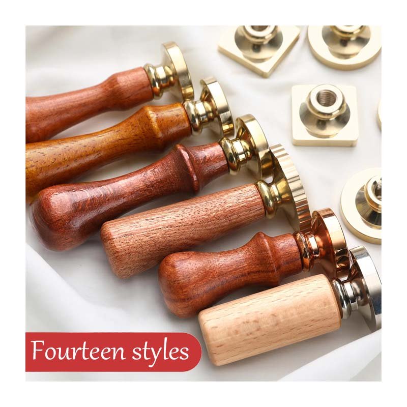Vintage style rosewood birch wax wood stamp handle solid brass stamp embossing wax bead metal head stamp manufacturer wholesale