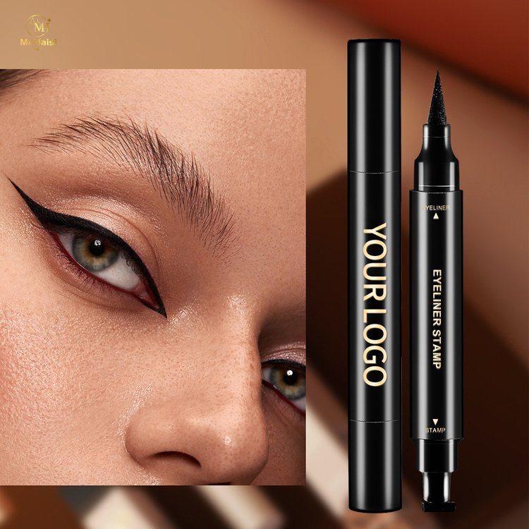 Private Label Your Logo Double Side Waterproof Liquid Eyeliner Stamp Long Lasting Waterproof Liquid Eyeliner Pen