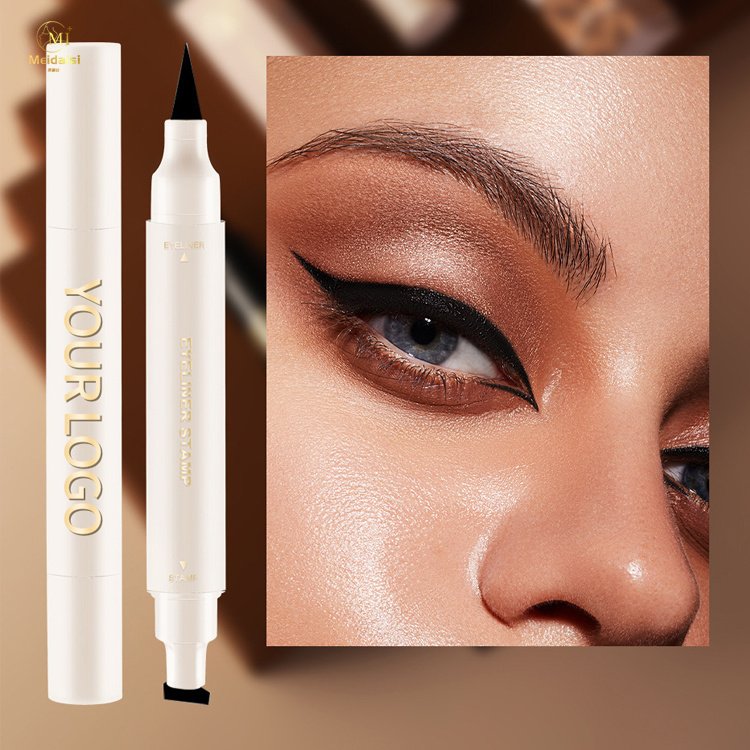 Private Label Your Logo Double Side Waterproof Liquid Eyeliner Stamp Long Lasting Waterproof Liquid Eyeliner Pen