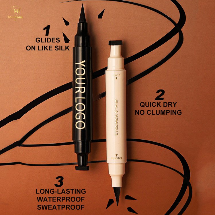 Private Label Your Logo Double Side Waterproof Liquid Eyeliner Stamp Long Lasting Waterproof Liquid Eyeliner Pen