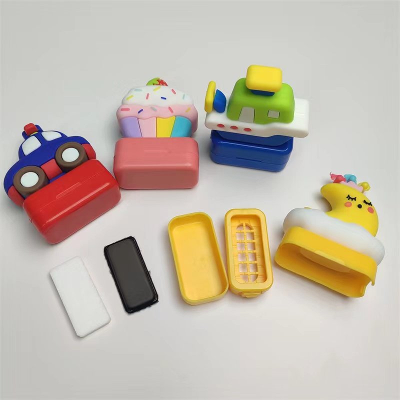 Kojoy Photosensitive Teacher Custom logo Kid Stamp Personalized Pastel Round Self Inking Flash Stamps Sello