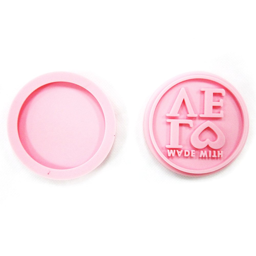 Refine Silicone Factory Round Shape Silicone Moon Cake Stamp Cookie Biscuit press with wooden handle