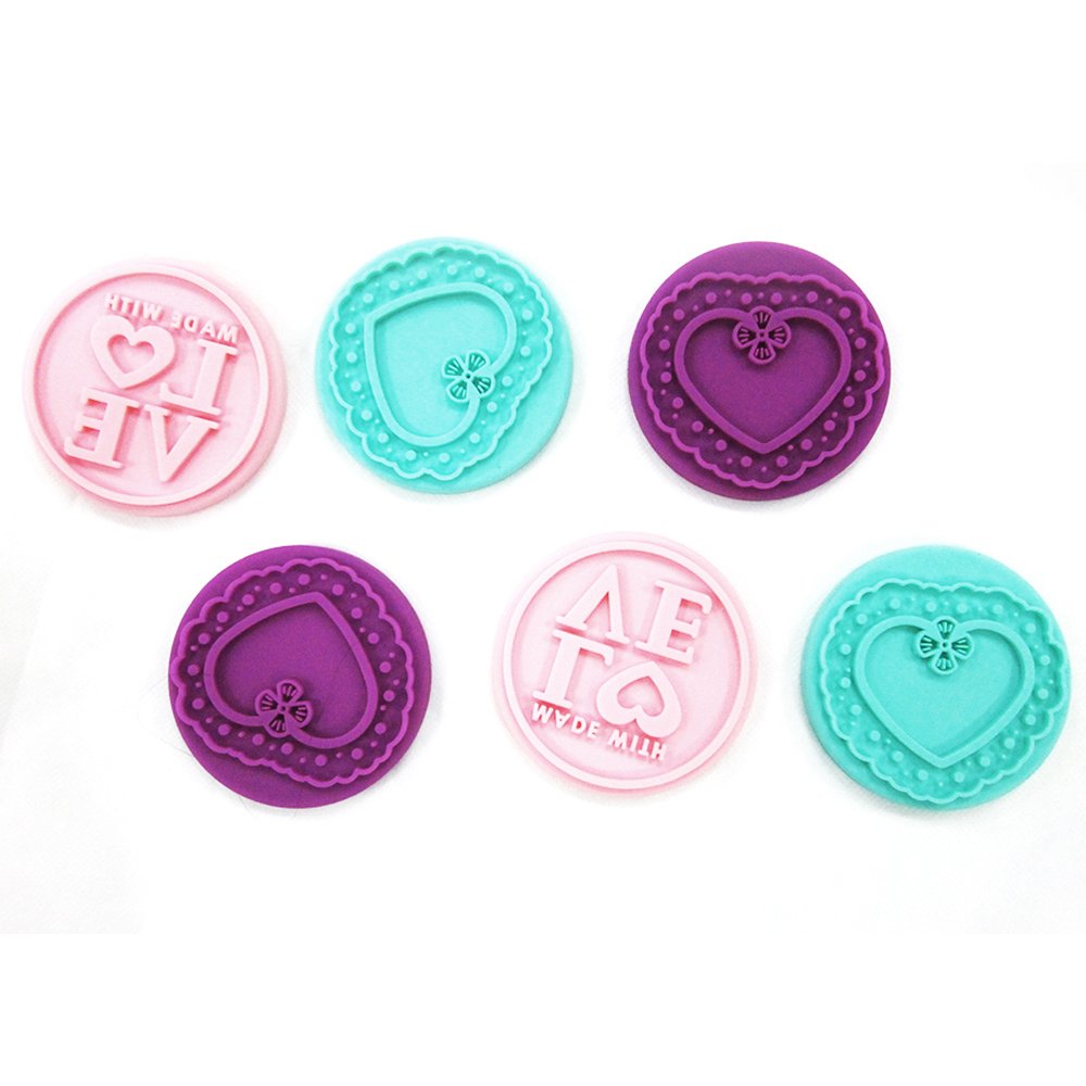 Refine Silicone Factory Round Shape Silicone Moon Cake Stamp Cookie Biscuit press with wooden handle