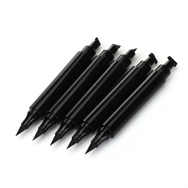 Custom Logo 2 In 1 Eyeliner Stamp Liquid Eyeliner Pen Double Head Winged Eyeliner Stamp Waterproof Black Liquid Eye Liner