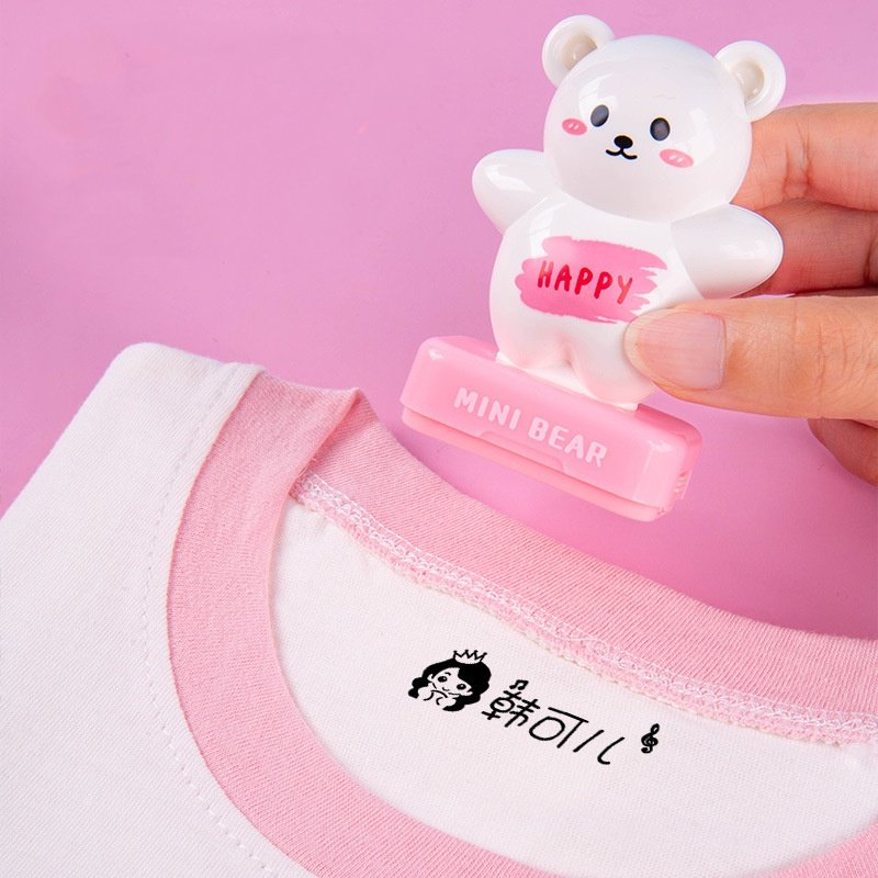 New Bear Name Stamp Kindergarten Baby Name Waterproof Stamp Fastener Cartoon Clothes Flash Stamp For Children