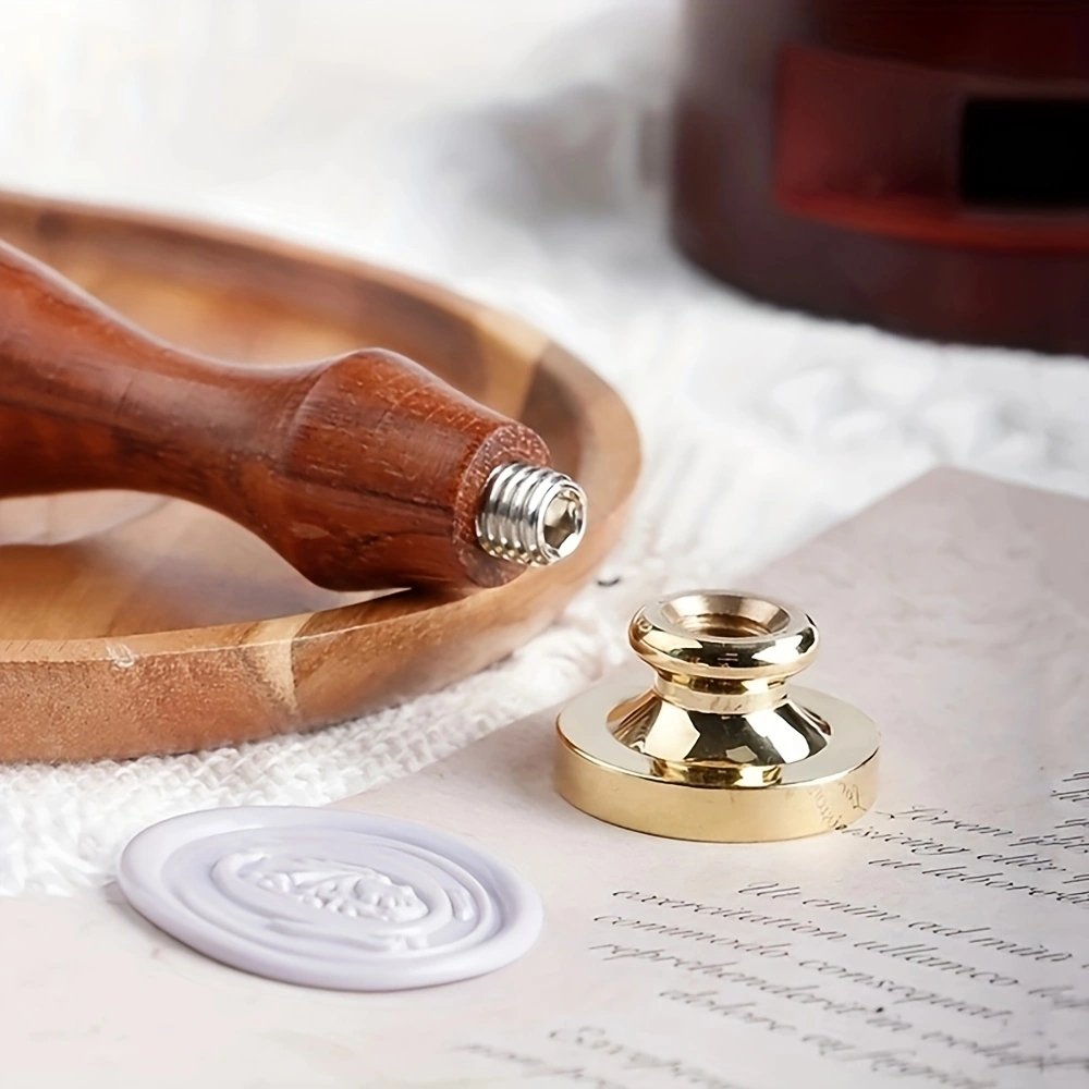 Stamp Head Multipurpose DIY Seal Head Wood Handle with Metal Stamp Seal Head Envelope Decorative for Wedding Invitations