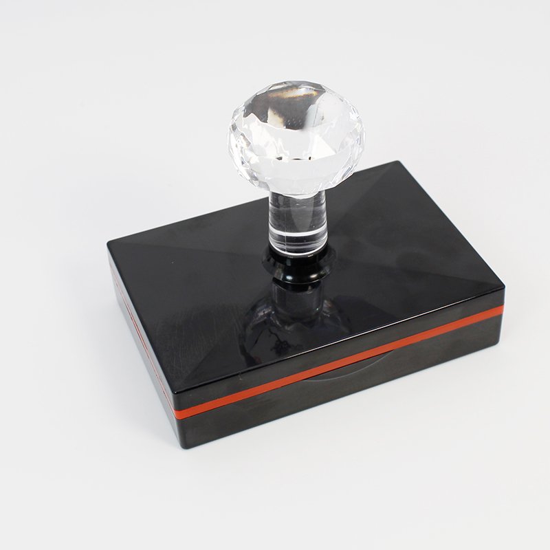 Pre Inked Office Square Flash Stamp Ink Filling Hole Stamp And Edge Seal Series Crystal Handle Rubber Business Stamp