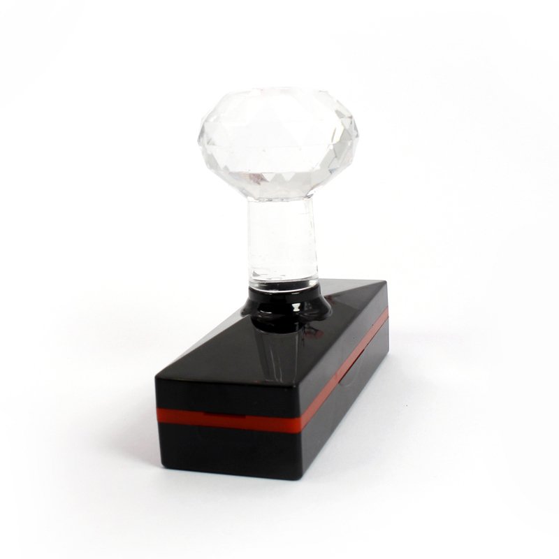 Pre Inked Office Square Flash Stamp Ink Filling Hole Stamp And Edge Seal Series Crystal Handle Rubber Business Stamp