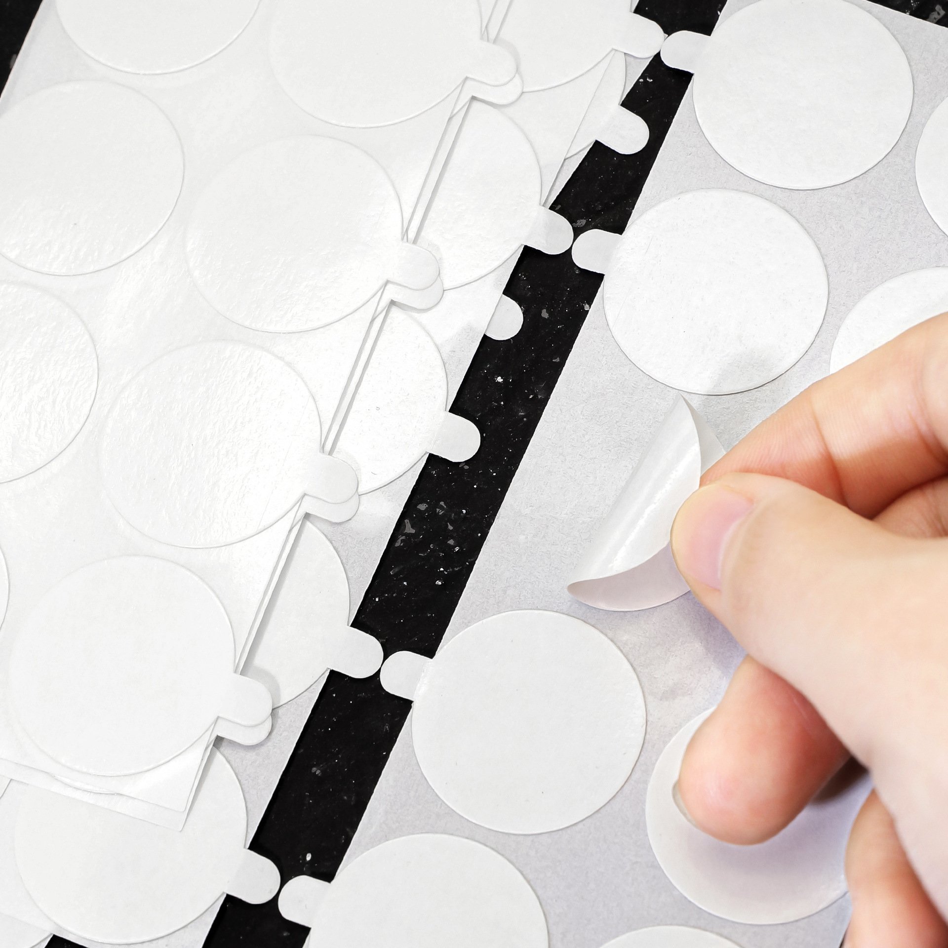 White Double Sided round Adhesive Stickers Plastic Material for Office and Decoration Use Includes Tub for Wax Seal