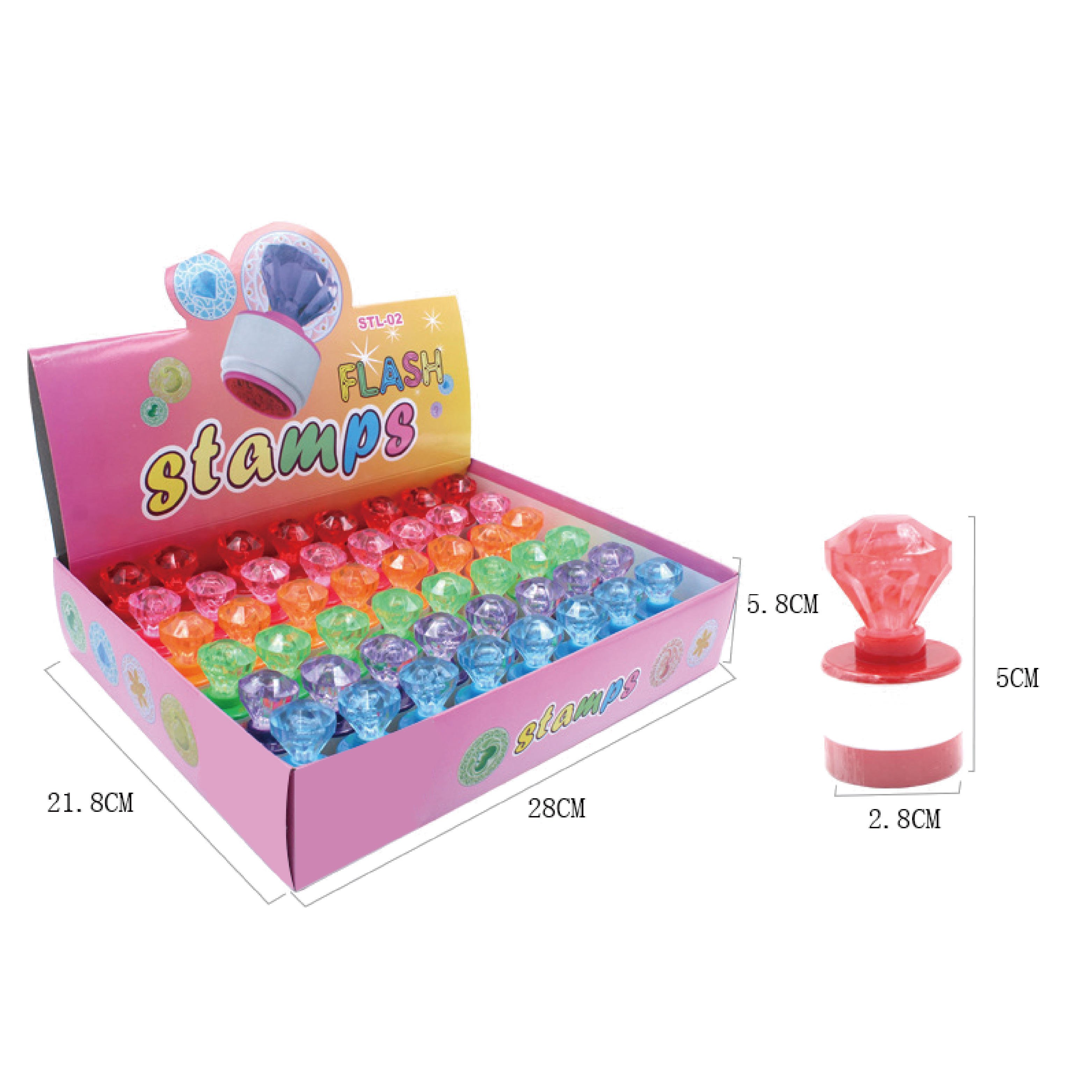 Kids Toy Plastic Diamond lighting creative seal Self-Inking Multi Color Custom Educational light Flash Stamp