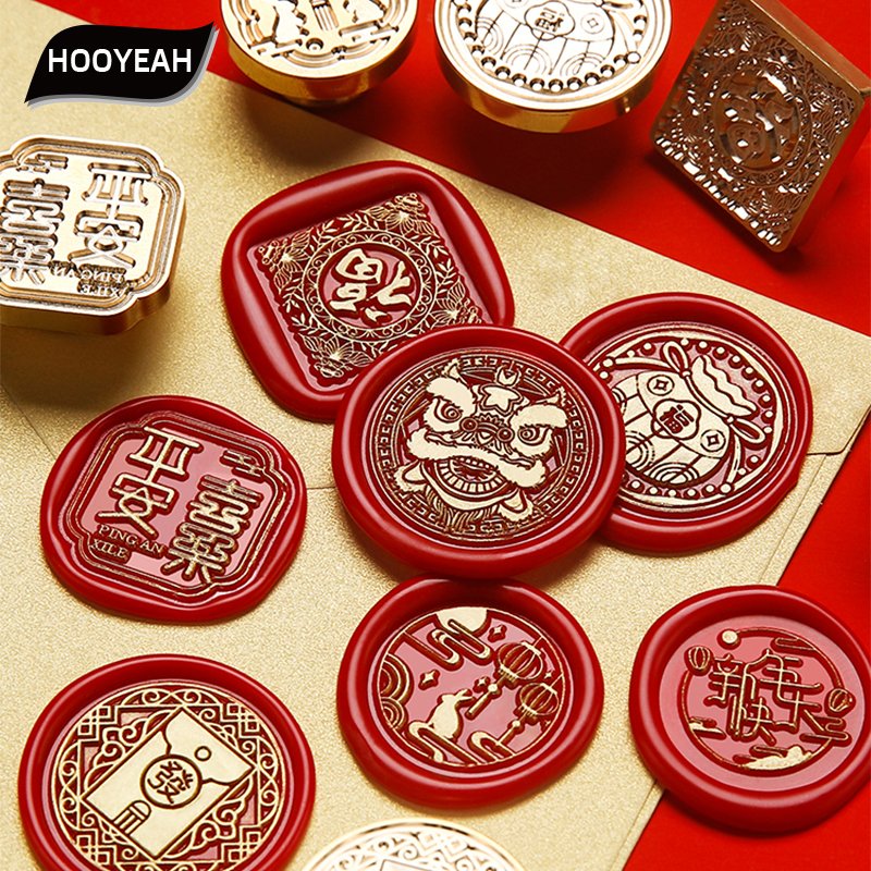 New Year Series Lacquer Stamp Handmade Embossed Invitation Letter Envelope Postcard Decoration Manufacturer Wholesale