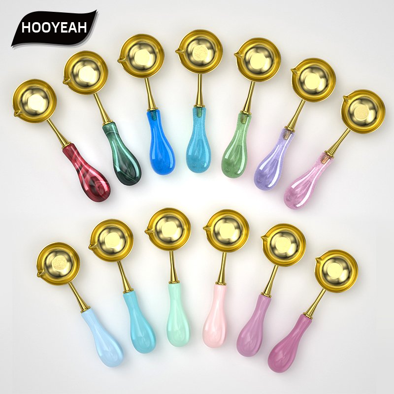 High-Temperature Resistant Copper Spoon Wax Melting Transparent Flash Lacquer Hot Stamping Tool Heated Sealing Wax Beads Tool