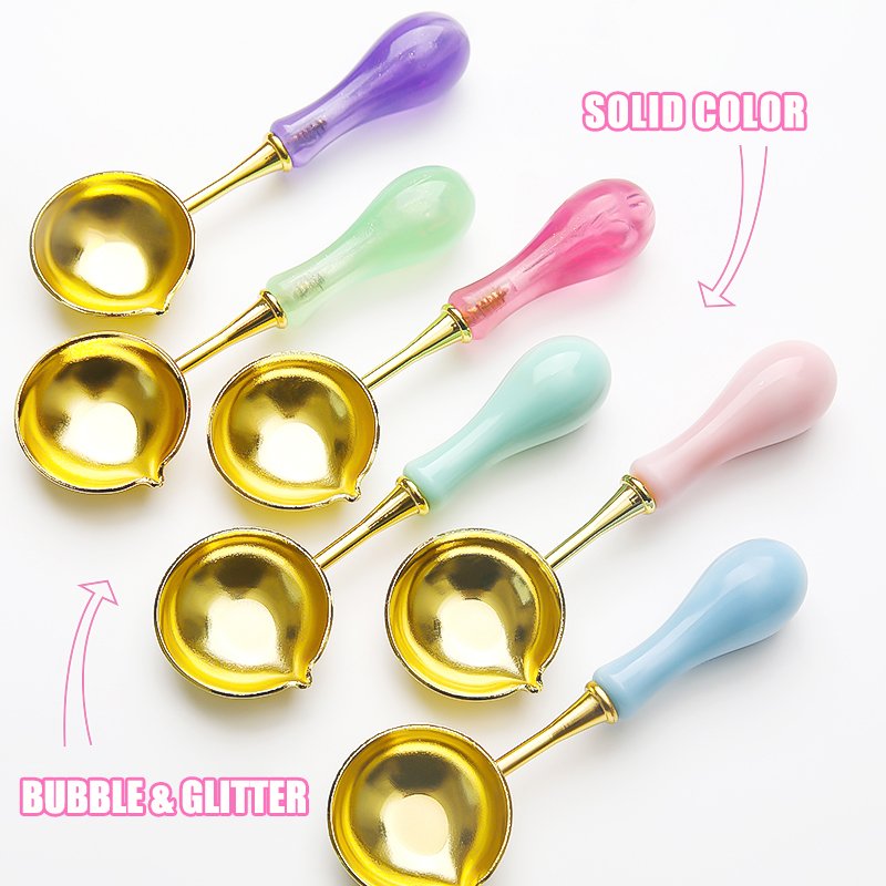 High-Temperature Resistant Copper Spoon Wax Melting Transparent Flash Lacquer Hot Stamping Tool Heated Sealing Wax Beads Tool