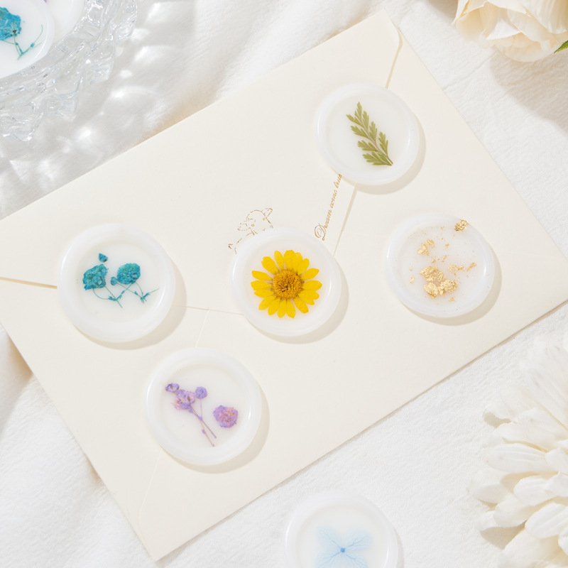 Dried Flower Self adhesive wax seal sticker wedding invite wax seals stamp stickers
