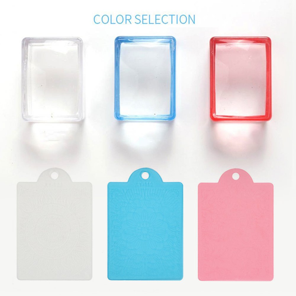 Hot Wholesale New Silicone Nail Art Stamper Scraper Transparent Nail Stamp Stamping Tools