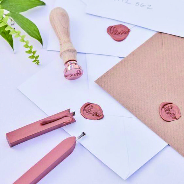 29036 Wooden handle 3D Wax seal stamp kit for decorative wedding invitations envelopes crafts
