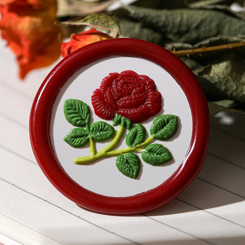 Wholesales Knitted Embroidery Series Daisy Rose Mini Bear Wax Seal Stamp Head