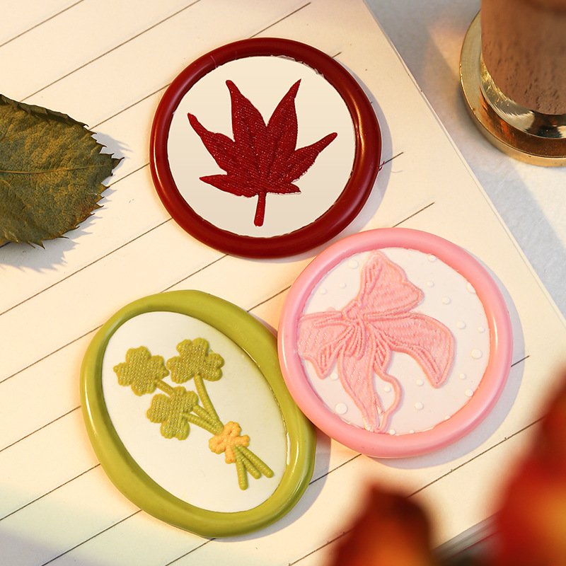 Wholesales Knitted Embroidery Series Daisy Rose Mini Bear Wax Seal Stamp Head